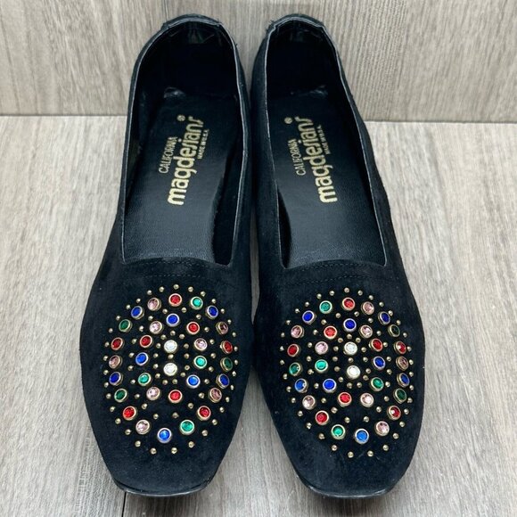 Magdesians Shoes - California Magdesians Shoes Womens 6M Jeweled Embellished Loafer Suede Black
